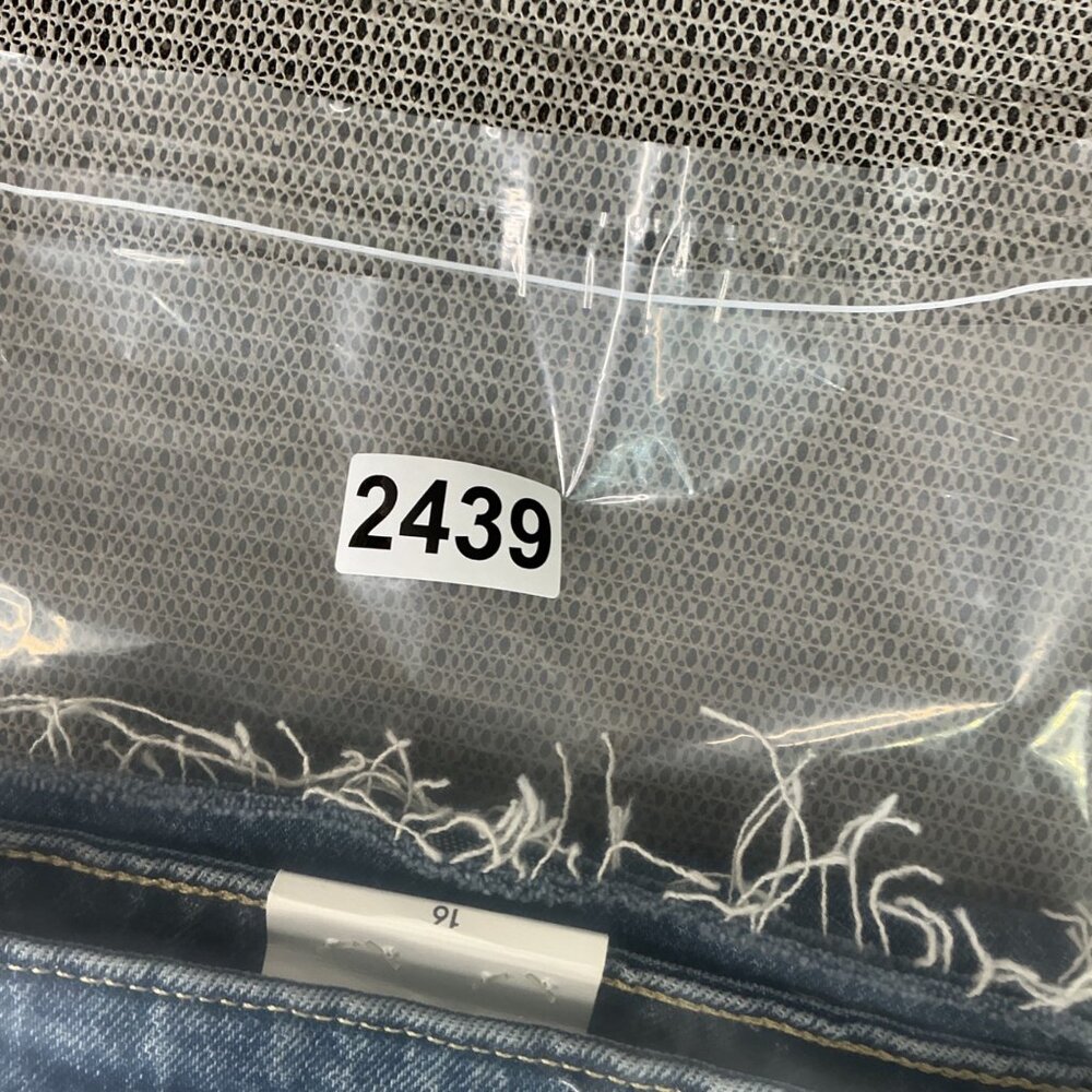 Free Assembly Womens Size 16 Blue Super High Rise Straight Jeans Distress Denim - Picture 8 of 12